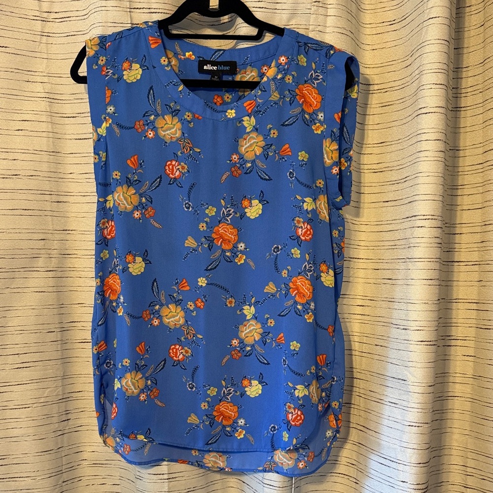 Alice Blue Women's Floral Blouse - Blue and Orange